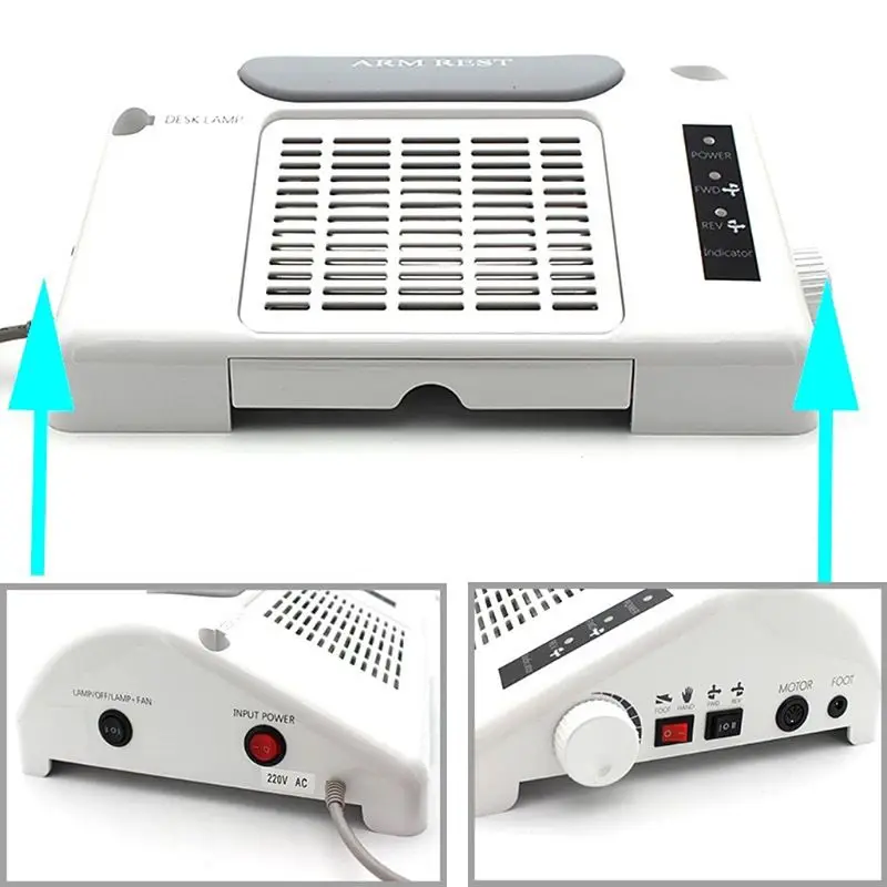 

EU US Multi-function 3-in-one Nail Electric Grinding Machine Unloading Vacuuming Device Nails Polishing Lighting Tools