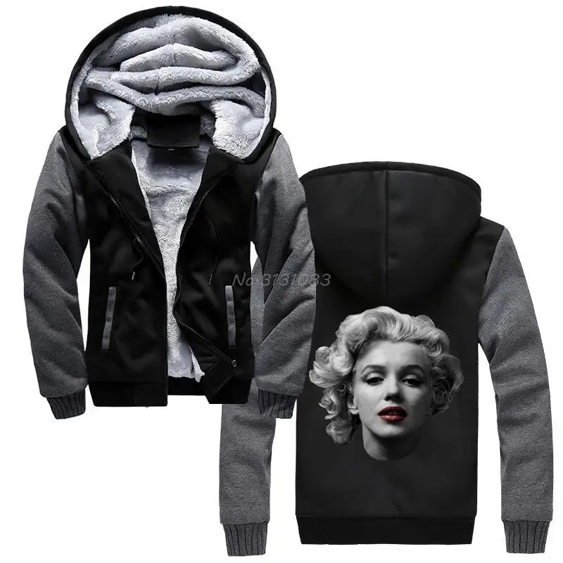 Мужская толстовка с капюшоном Marilyn Monroe зимняя утепленная в стиле хип-хоп уличная