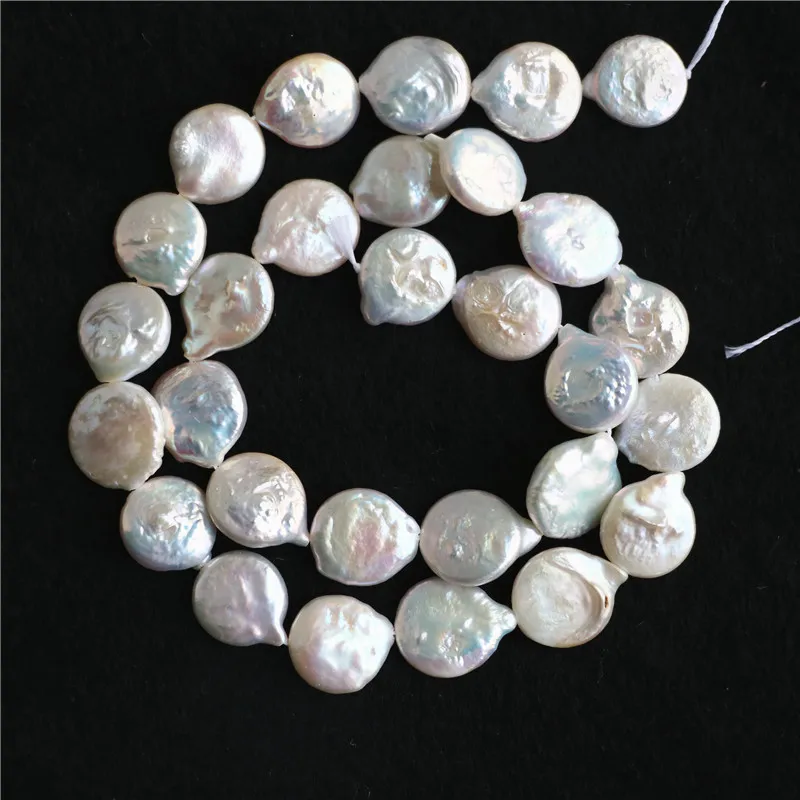 

12mm New natural freshwater pearl white coin loose beads high grade fit Charms necklace bracelet diy jewelry 15inch B1354