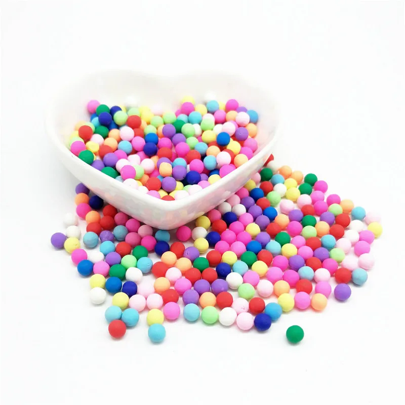 

4mm 100pcs Fruit Polymer Clay Beads Soft Nonporous Loose Beads Mixed Color for DIY Phone Cases Decoration Slime Accessories