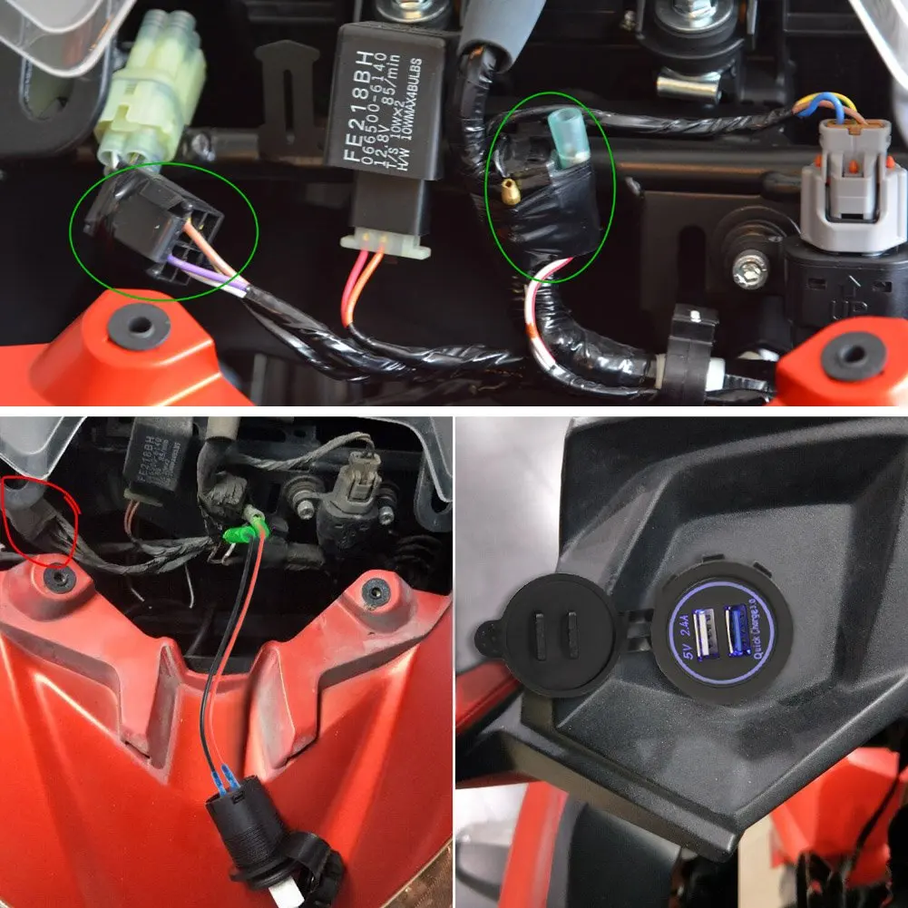 Мотоцикл USB зарядное устройство с реле для Kawasaki Versys650 Versys1000 VersysX300 Ninja650 Ninja400
