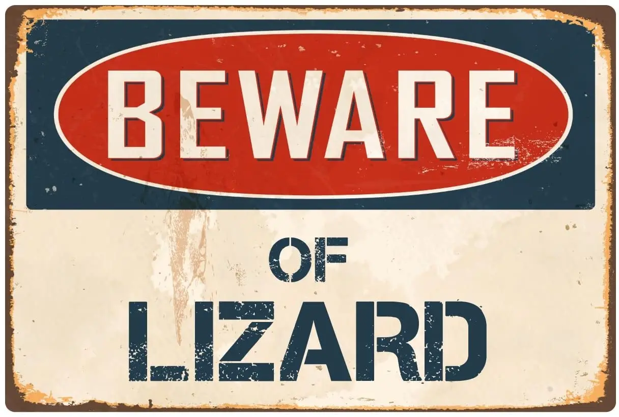 

Остерегайтесь ящерицы StickerPirate 8x12 винтажный алюминиевый Ретро металлический знак VS256