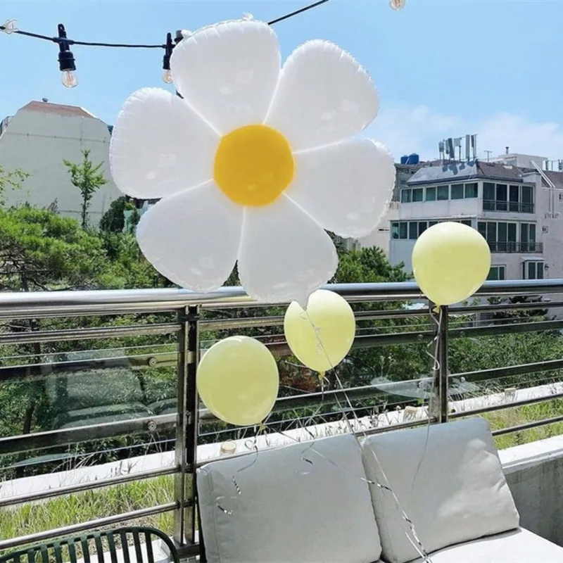 

2pcs Ins White Daisy Aluminum Film Balloon Birthday Wedding Event Party Decoration Balloon Diy House Decor Supplies 71*71cm