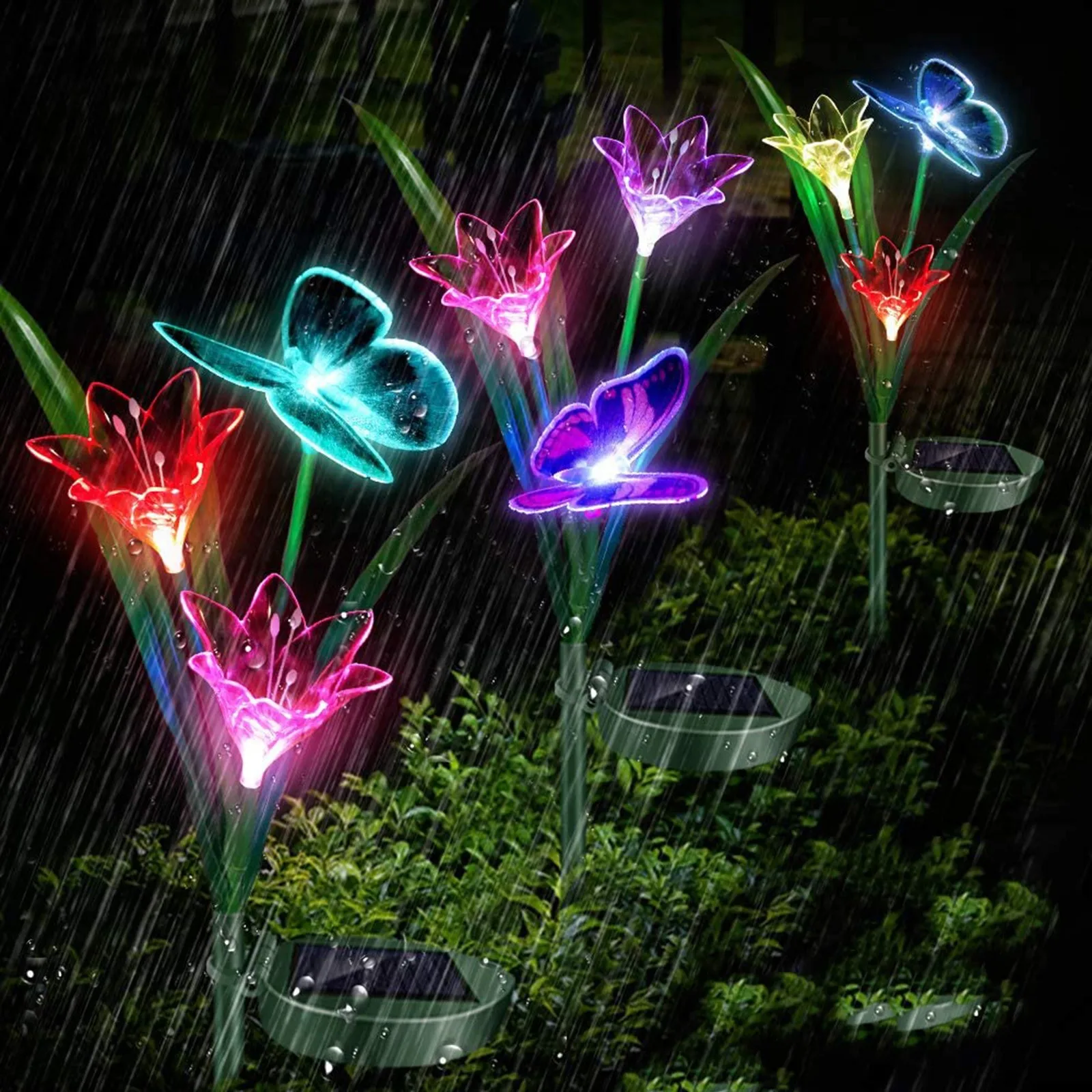 

4 Leds Lily Butterfly Lantern Led Solar Lamp Simulation Light Outdoor Decorative Lawn Lamp Garden Light Solar Led Light Outdoor