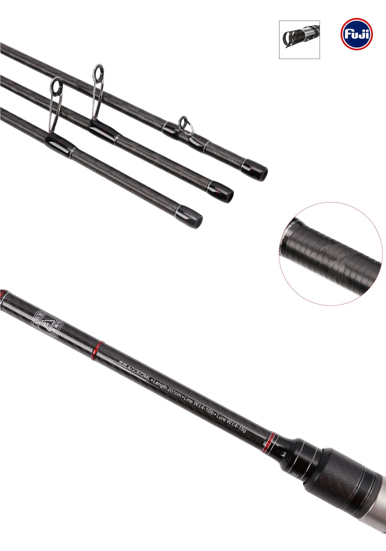 Палисандр Fuji спиннинг катушка для рыбалки Rod Fast Action удочка для детей от 3 до 12 лет g 4-15 г Рыбная ловля в соленой и пресной воде снасти с ручкой из углеродного волокна