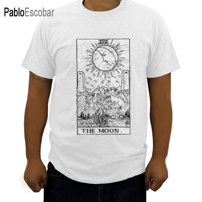 Футболка мужская с забавным рисунком Луны таро карточки мажора Аркана талисман