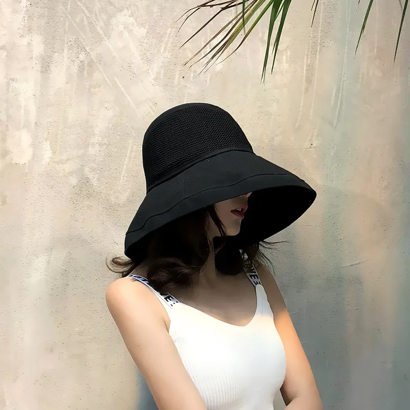 

Mesh Breathable Ins Bucket Hat Women's Summer Japanese and Korean Style Artistic All-Matching Fresh Big Brim Sun-Proof Sun Hat