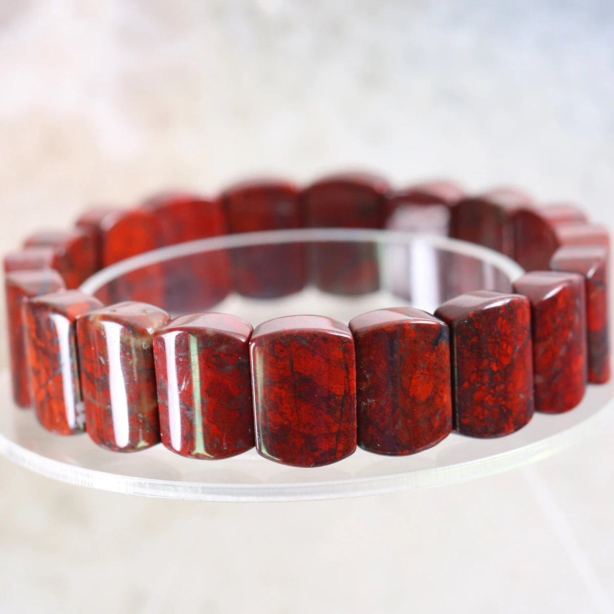 

Браслет натуральный драгоценный камень красные яшмы прямоугольник из бисера браслет, ювелирные изделия для мужчин и женщин, подарок 8 "1 шт. H016