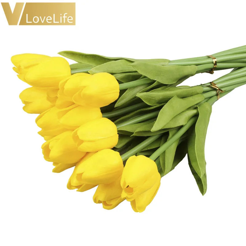 10 шт. ПУ тюльпаны искусственные шелковые цветы настоящие цветные Artificiales