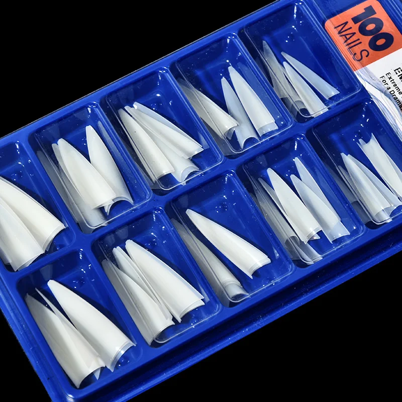 100 шт. прозрачные/натуральные накладные ногти на шпильках ABS полное покрытие