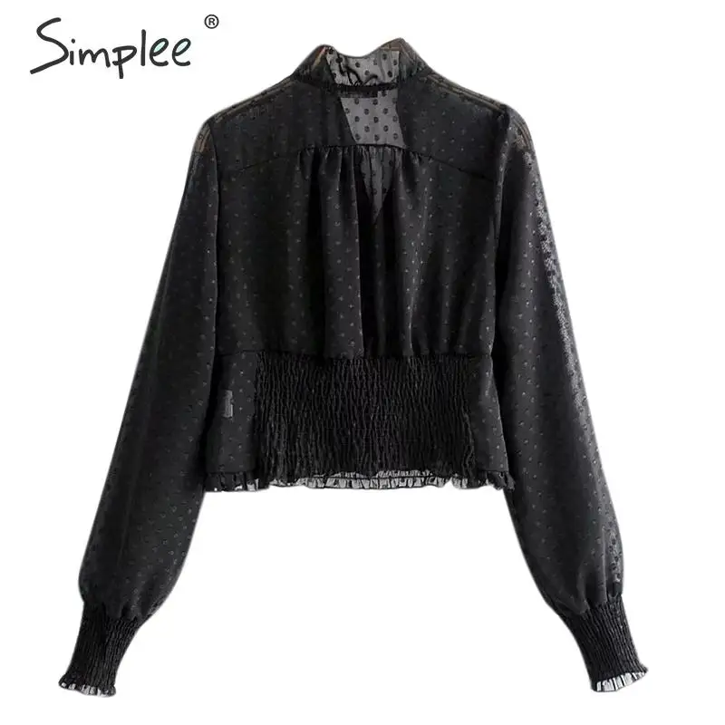 Simplee шифоновая блузка в горошек с v-образным вырезом женские прозрачные