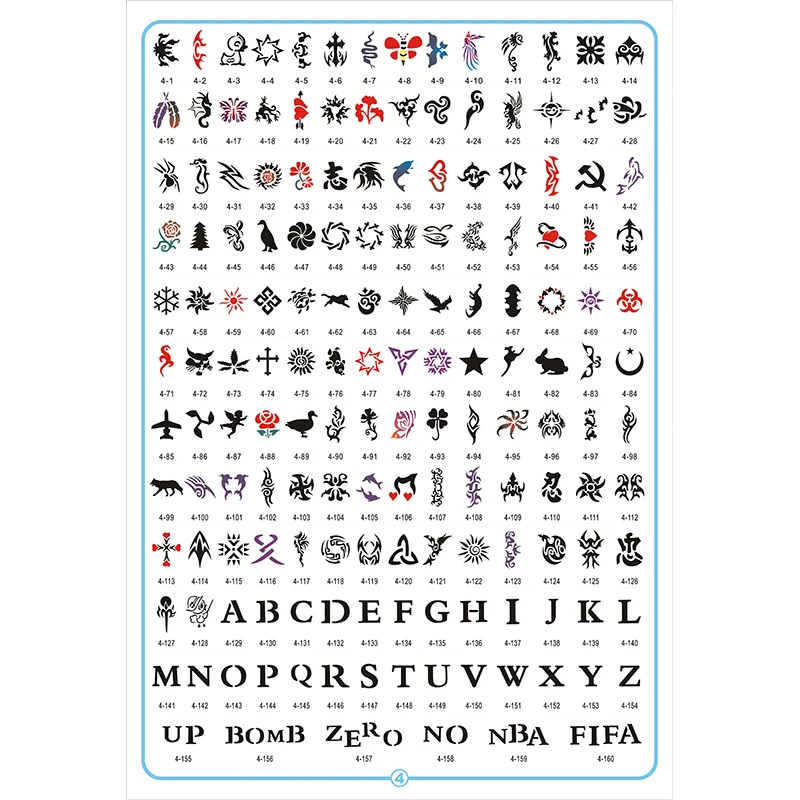 Многоразовый трафарет для татуировок с рисунком 100 шт. в комплекте|Трафареты