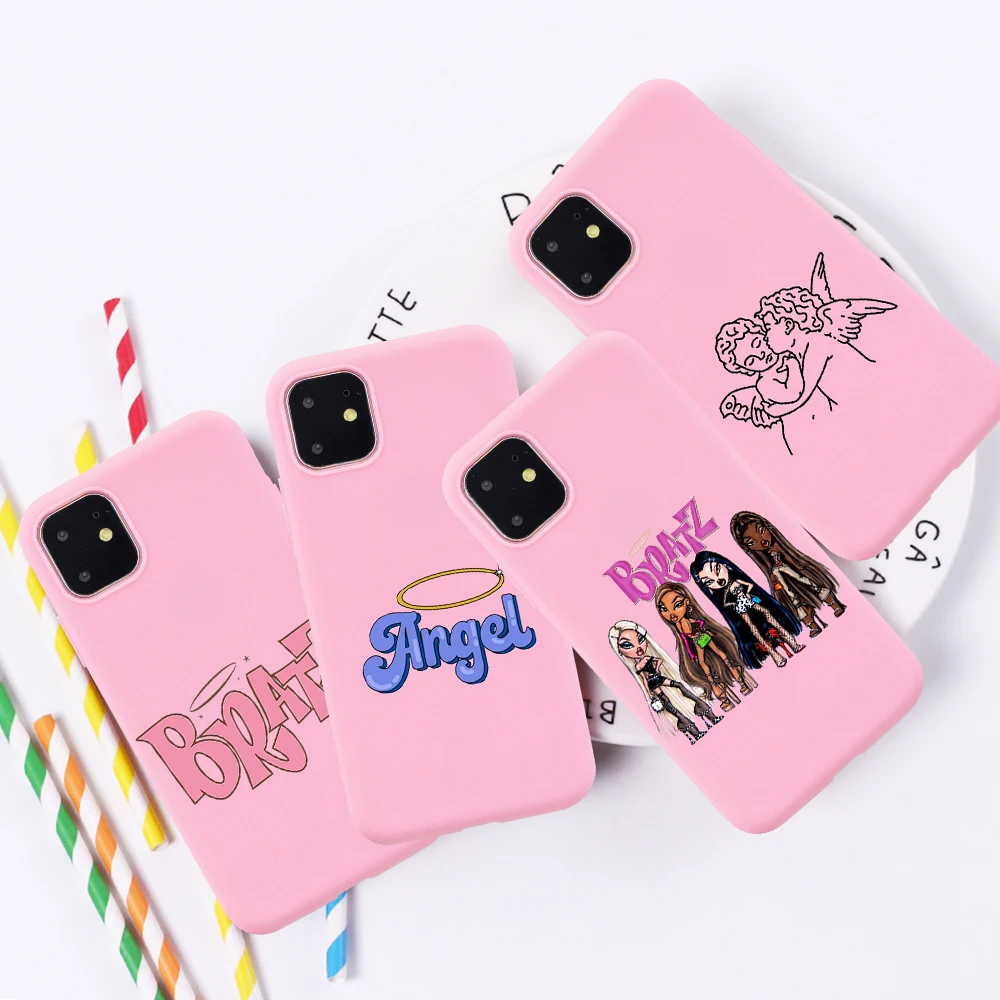 

2021 Brand Doll Bratz angel baby letters Phone Case for IPhone 6 6S 7 8 X XS XR 11 12 Pro Max SE 2020 Coque Cover Funda etui