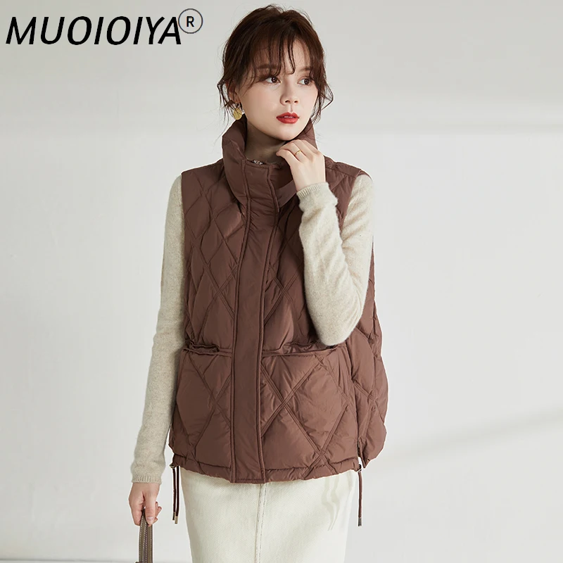 

90% White Duck Down Coat Women Puffer Jacket Famale Short Korean Jackets Sleeveless New Fashion Winter Veste Femme SQQ539