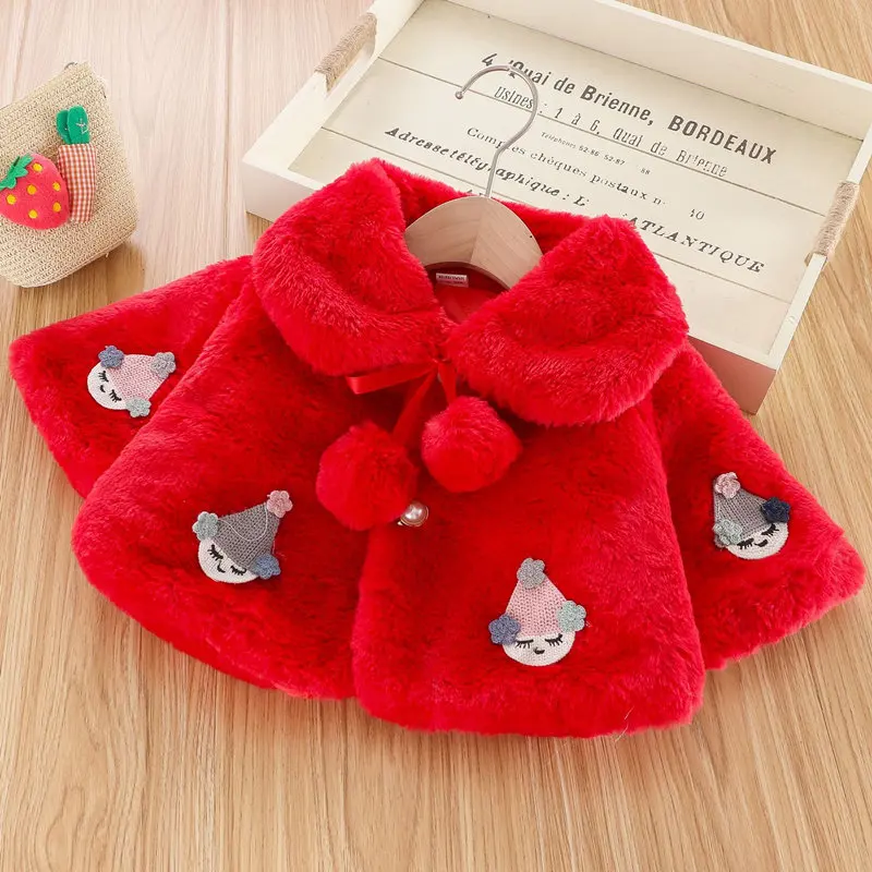 Прекрасная зимняя теплая плотная накидка для маленьких девочек одежда со