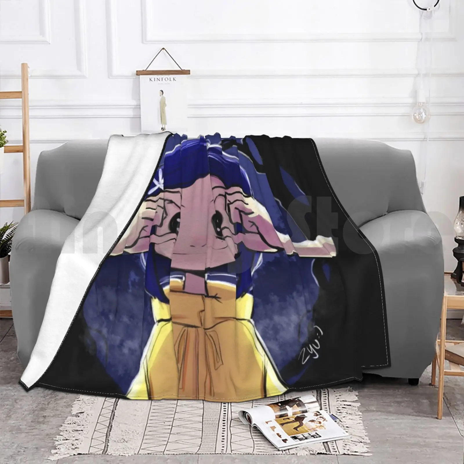 Одеяло из кораллена для дивана-кровати путешествий Coraline Neil Gaiman Book Stop Motion Movie Terror