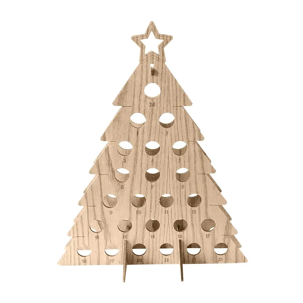 

Creative Christmas Tree Advent Calendar Holiday Wine Rack Decoration Christmas Wooden Countdown Ornaments Home Calendars Decor W