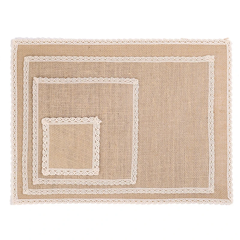 Природные джутовые тканые столовые коврики деревенские мешковины кружевные