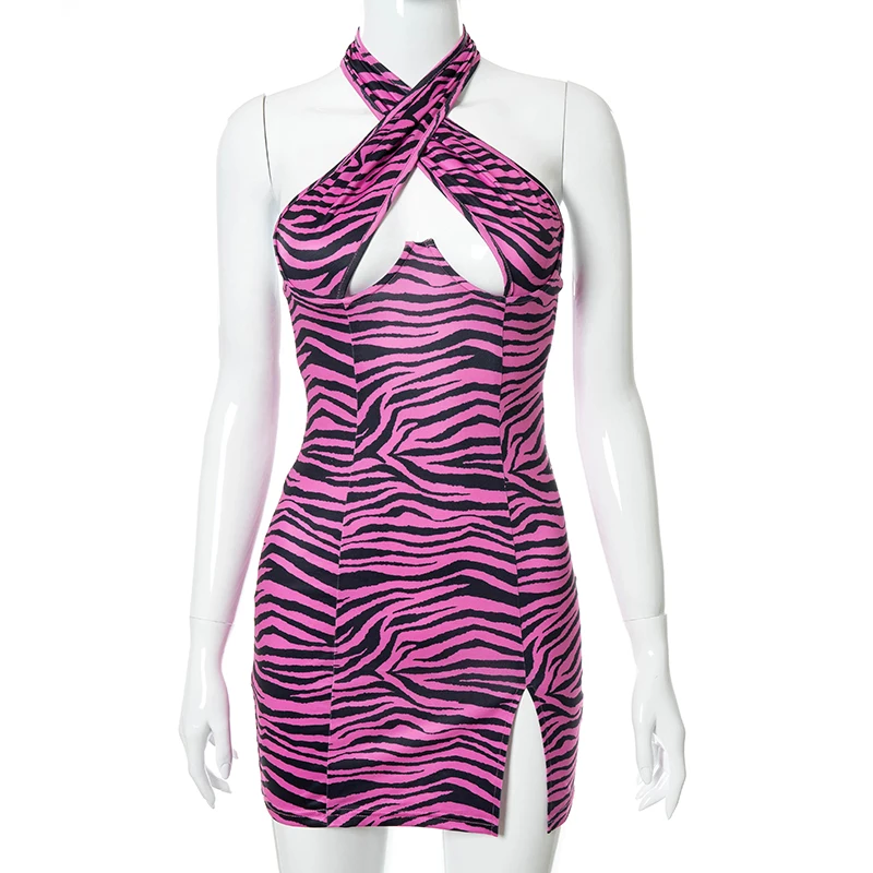 

Women Sleeveless Crisscross Halter Bodycon Dress Sexy Hollow Out Backless Skinny Mini Dresses 2021 Summer Club Party Streetwear