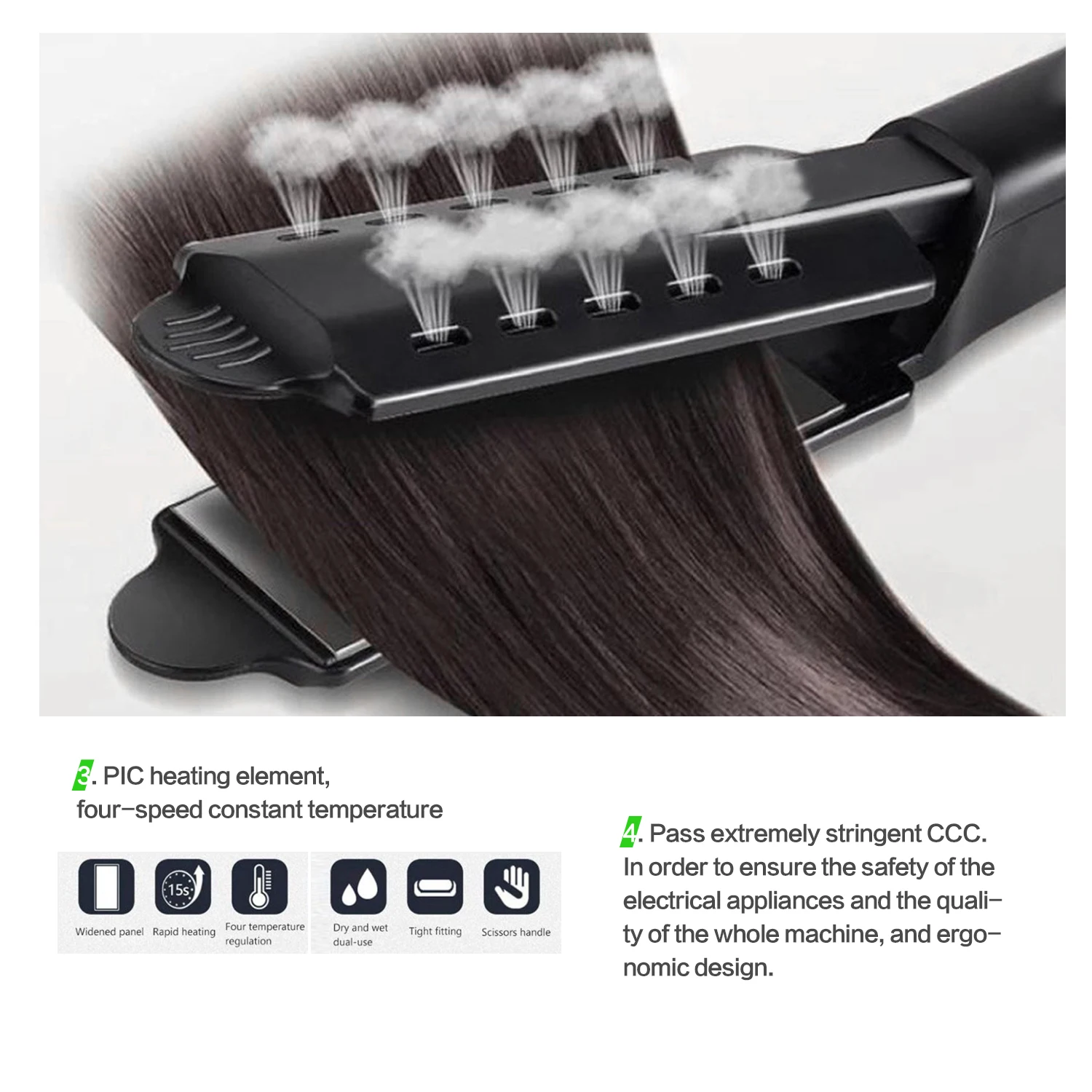 Steam Hair Straightener Four-Gear Straightening Irons Tourmaline Ceramic Professional Flat Iron Styling Tool | Красота и здоровье