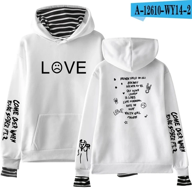 Новинка; Lil Peep Hoodie; Hellboy Lil. peep; для мужчин и женщин; пуловер с капюшоном для мужчин и женщин; Sudaderas Cry; детские толстовки с капюшоном; толстовка с надписью Love - Цвет: white2