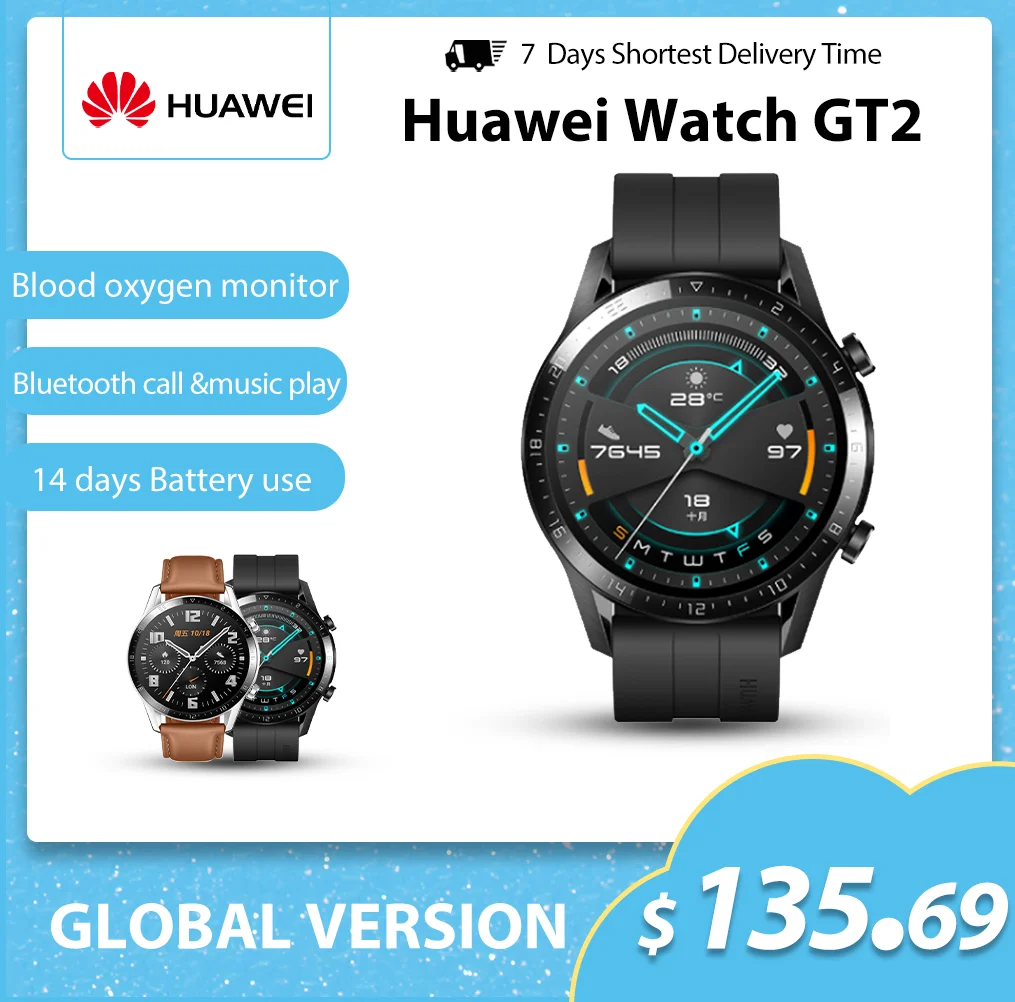 Huawei GT2 часы глобальная Версия спортивные фитнес пульс и датчик кислорода в крови