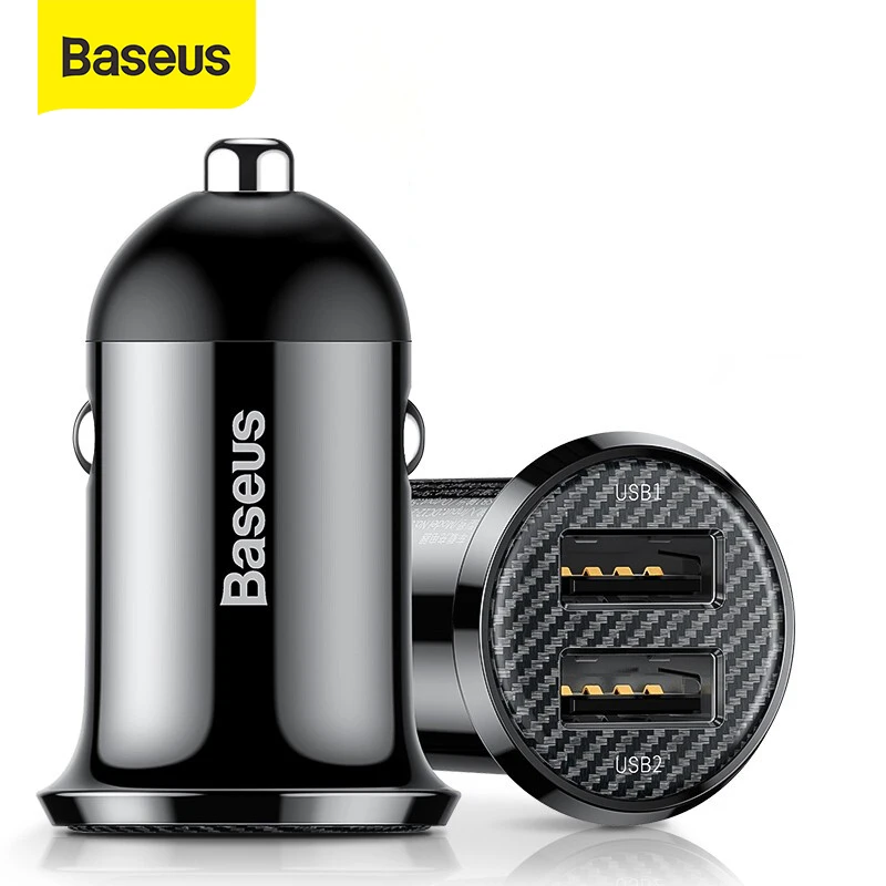 Baseus зарядное мини устройство для автомобиля 4.8A Быстрый USB Автомобильное с двумя
