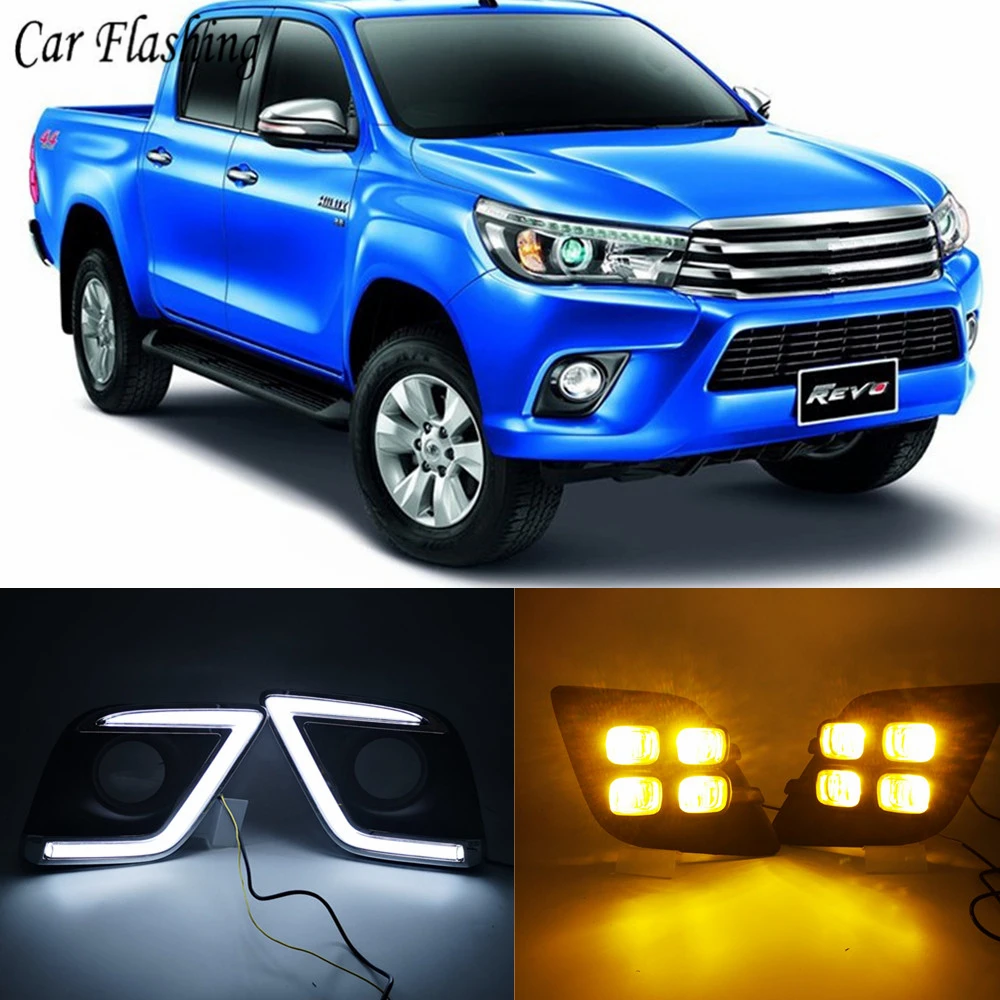 Автомобильные мигающие фары для Toyota Hilux Revo Vigo 2015 2016 2017 светодиодный дневные