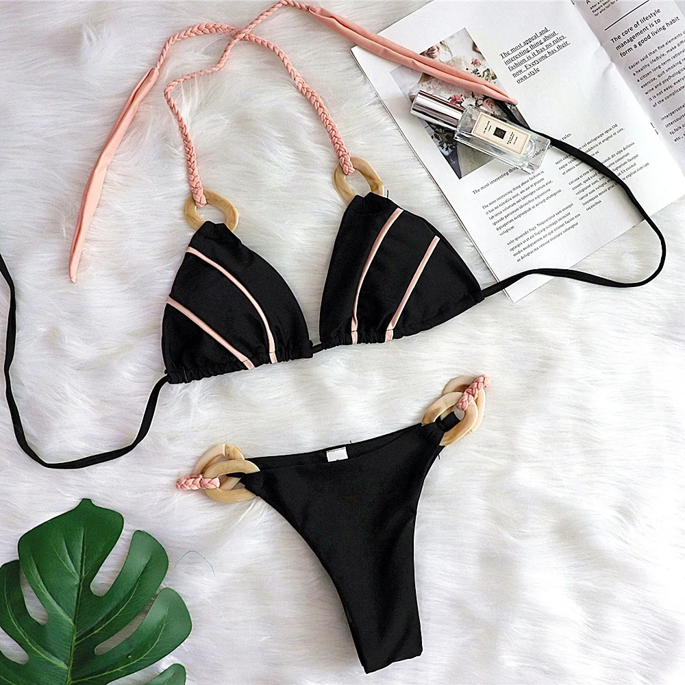 Новинка 2020 женское черное зеленое пикантное боди Пляжное бикини облегающее