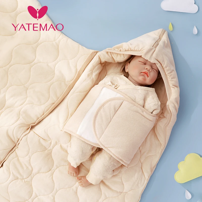 YATEMAO/зимние теплые спальные мешки для новорожденных вязаная Пеленка на пуговицах