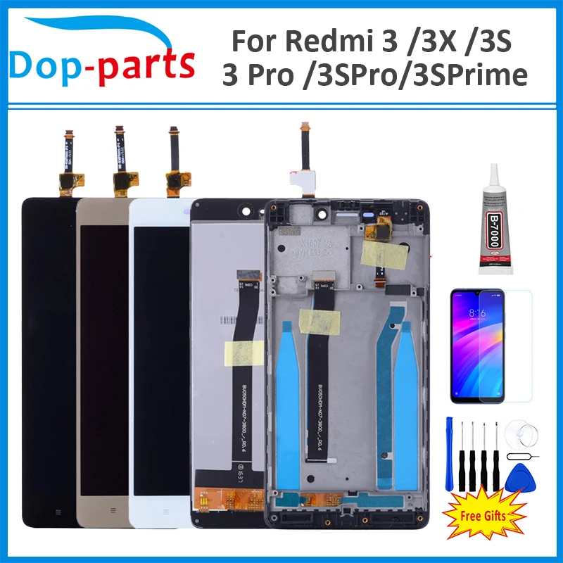 ЖК-дисплей с рамкой для Redmi 3 3X3 S 3 Pro 3S Pro 3S Prime, Замена ЖК-дисплея+ сенсорная панель, дигитайзер в сборе