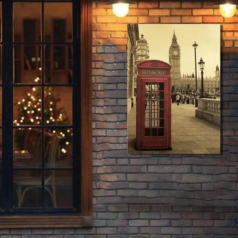 Постер декоративная стена стикер Лондон красная телефонная будка