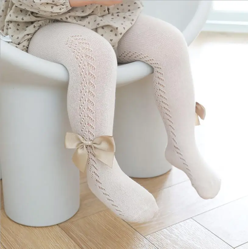 Calcetines de verano para ni&ntilde;as peque&ntilde;as, con lazo calcet&iacute;n largo hasta la rodilla, malla de algod&oacute;n suave, estilo espa&ntilde;ol, transpirables, de 0 a 6 a&ntilde;os-2
