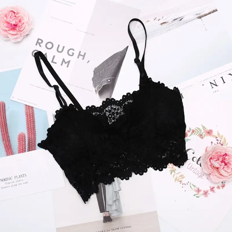 1pcs Women Fitness Underwear Floral Lace Sport Crop Top Women Sexy Bra Lace Bralette Sexy Lingerie Wireless Padded Seamless Bra