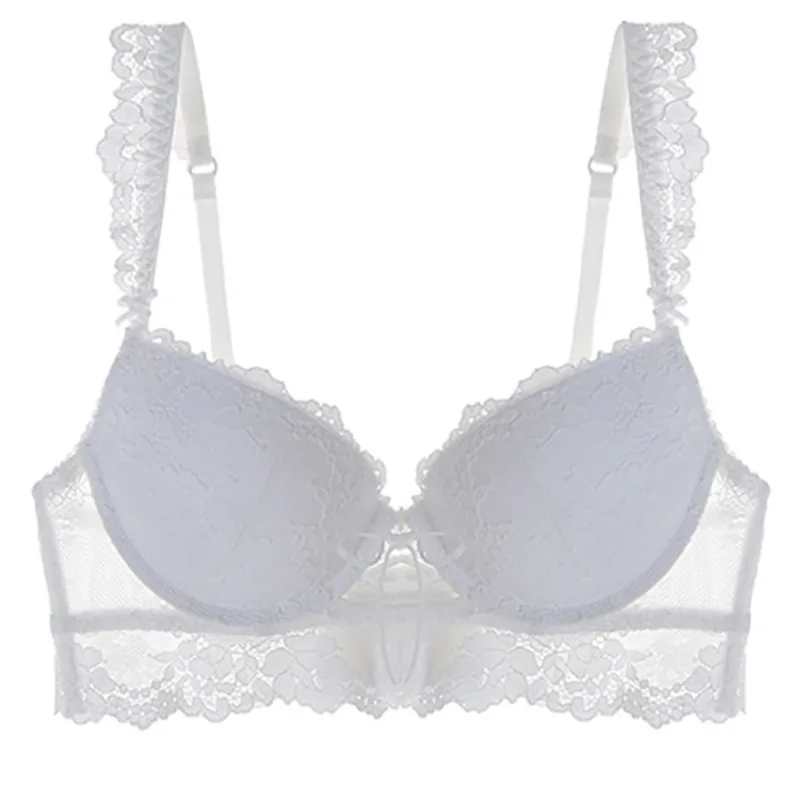 

pcs Bangdage Lace Transparent Bra Women Floral Embroidered Sexy Push Up Gathered Bra Vintage Soft Adjusted Brassier
