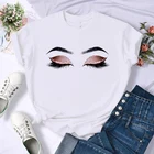 2021 женская футболка с ресницами, глазами и бровями, женская футболка, Повседневная забавная футболка, топ в подарок для молодых девушек