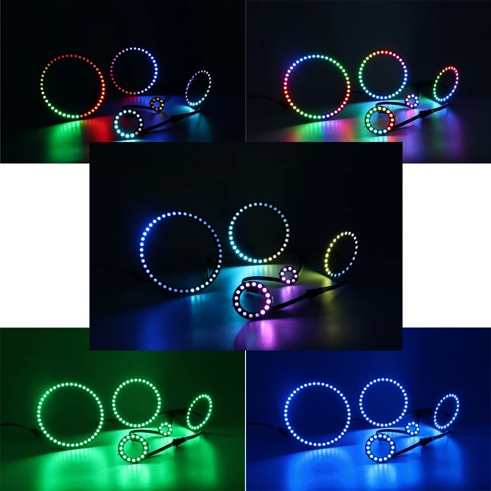 WS2812B 8/16/24/35/45LEDs Pixel Ring SP110E Controller USB Kit RGB Ring Individul AddressabIe WS2812 IC BuiIt-in Lights DC5V images - 6