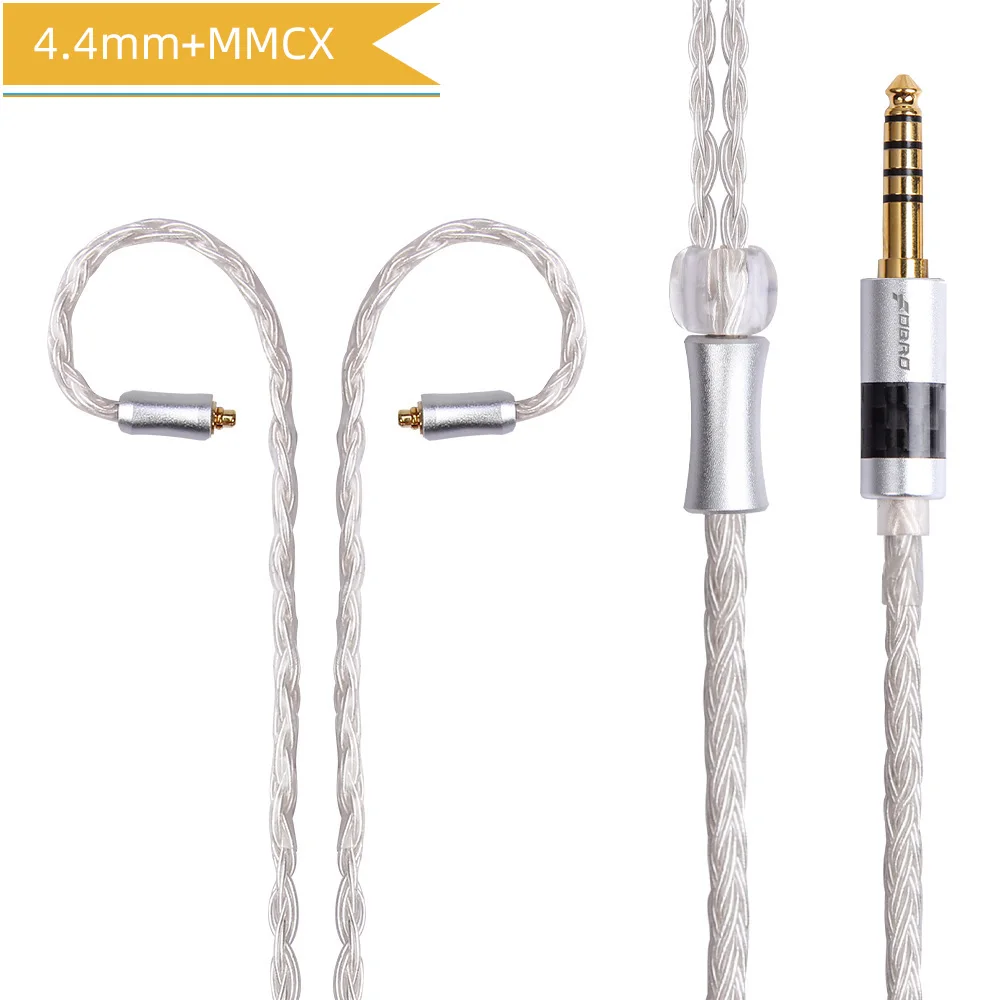 white 4.4mm MMCX FDBRO 16 ядер 2,5/3,5/4,4 мм с серебряным покрытием наушников обновления аудио провода наушники MMCX IE80 IM 2Pin 0,78 мм A2DC кабель SE425 SE535 - Цвет: white 4.4mm MMCX