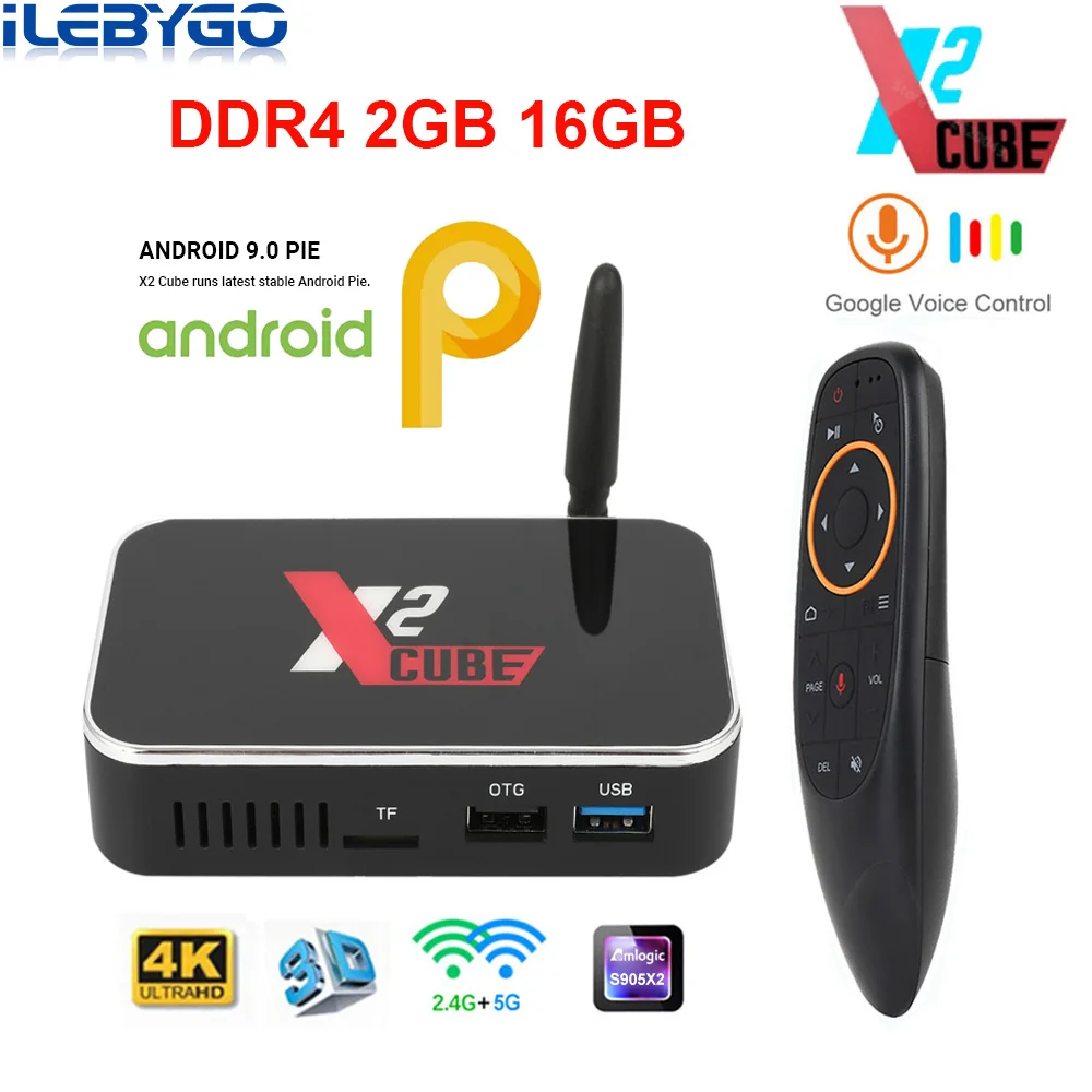 ТВ приставка X2 CUBE Smart Android 9 0 Amlogic S905X2 2 Гб DDR4 16 PRO телеприставка 4G/5G WiFi 1000M Bluetooth 4K HD