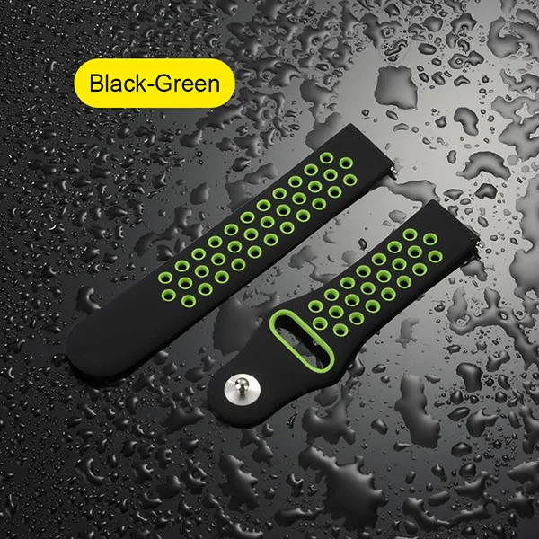 Black Green UEBN 20 мм силиконовый сменный дышащий ремешок для часов xiaomi Huami ремень Amazfit GTS/GTR 42 мм/Bip спортивные наручные часы - Цвет ремешка: Black Green