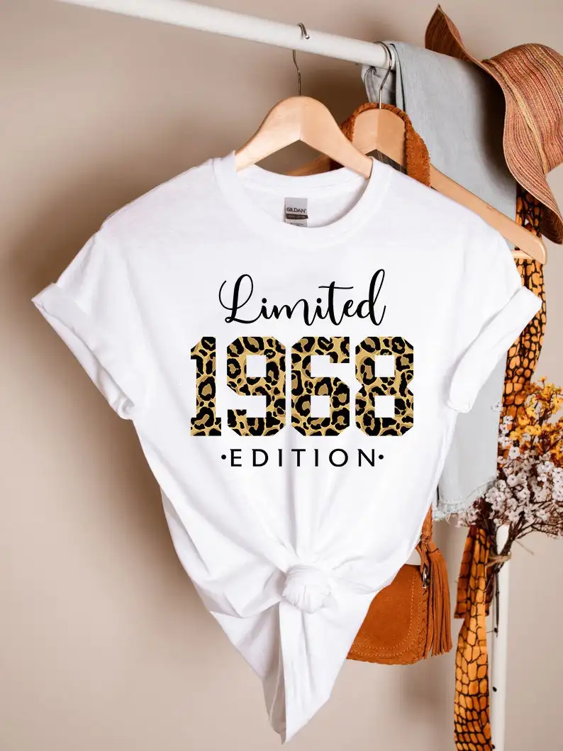 

Limited edition 1968 shirt 53rd birthday gift, Leopard 1968 shirt T-shirt 53rd birthday shirt 100% cotton women fashion tops