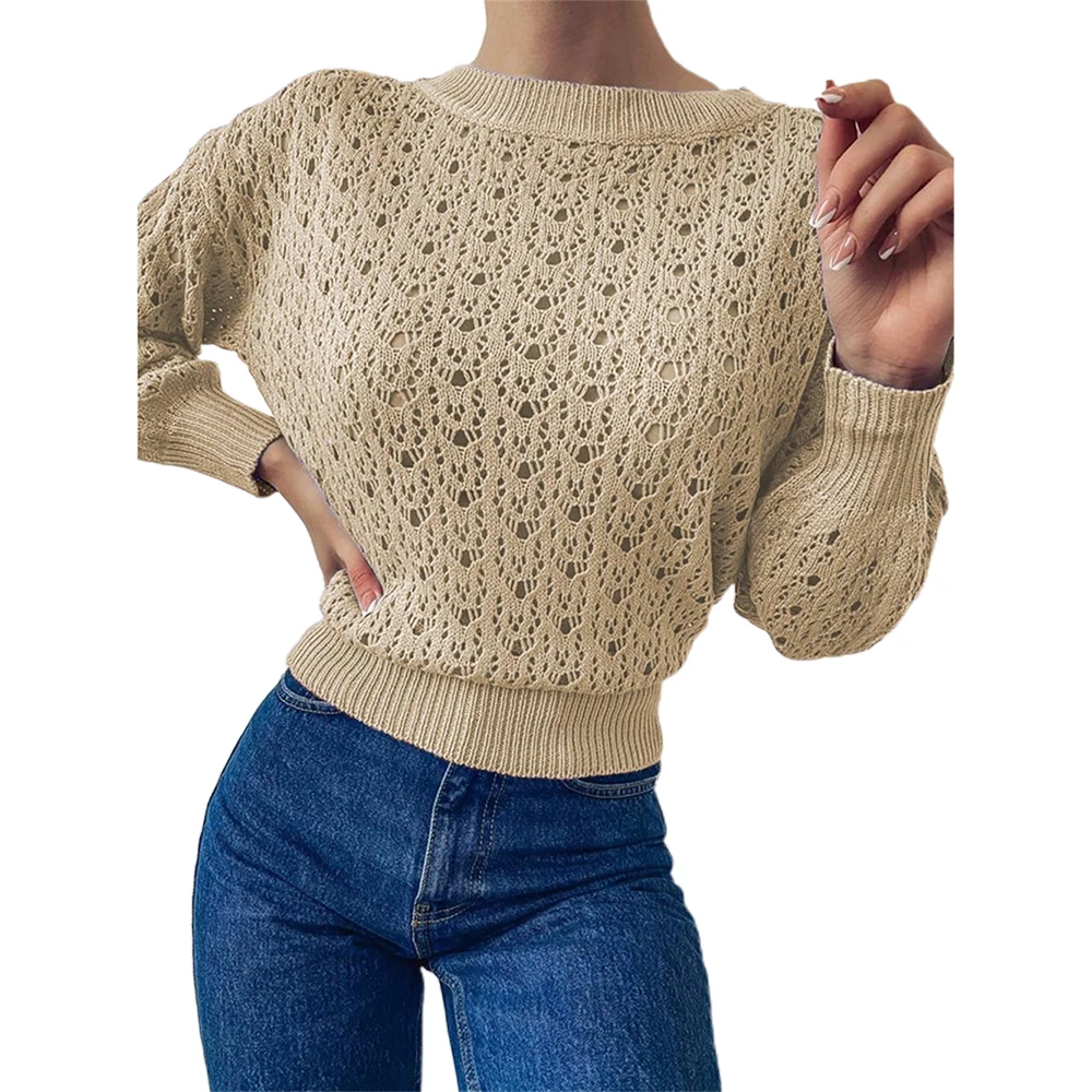 

Streetwear Womens Long Sleeve Hollow Out Sweater Solid Casual Loose Jumper Fall Winter Tops Fashion Clothes Straight Pullover