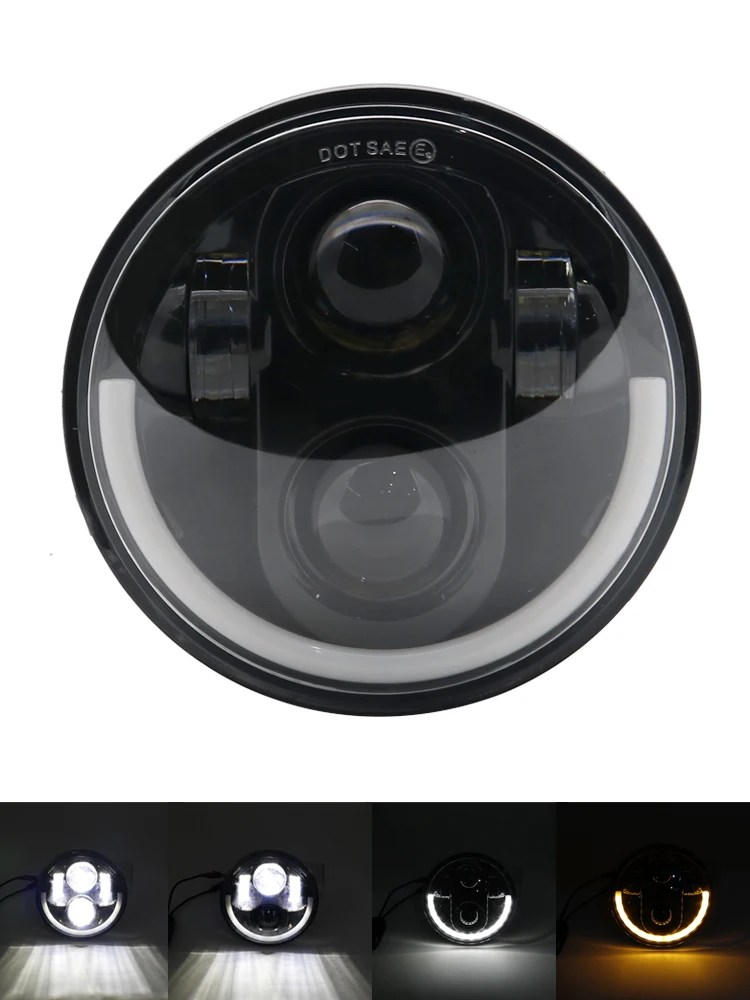 Only Headlight BLACK 5,75 дюймовая круглая фара дальнего света для мотоцикла с корпусом лампы и кронштейны для фар Светодиодные фары для 5,75 моделей световых двигателей - Цвет: Only Headlight BLACK