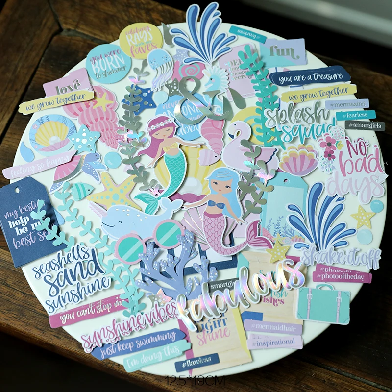 

KLJUYP 152pcs Mermaid Paper Stickers for Scrapbooking DIY Projects Junk Journal Card Making Crafts