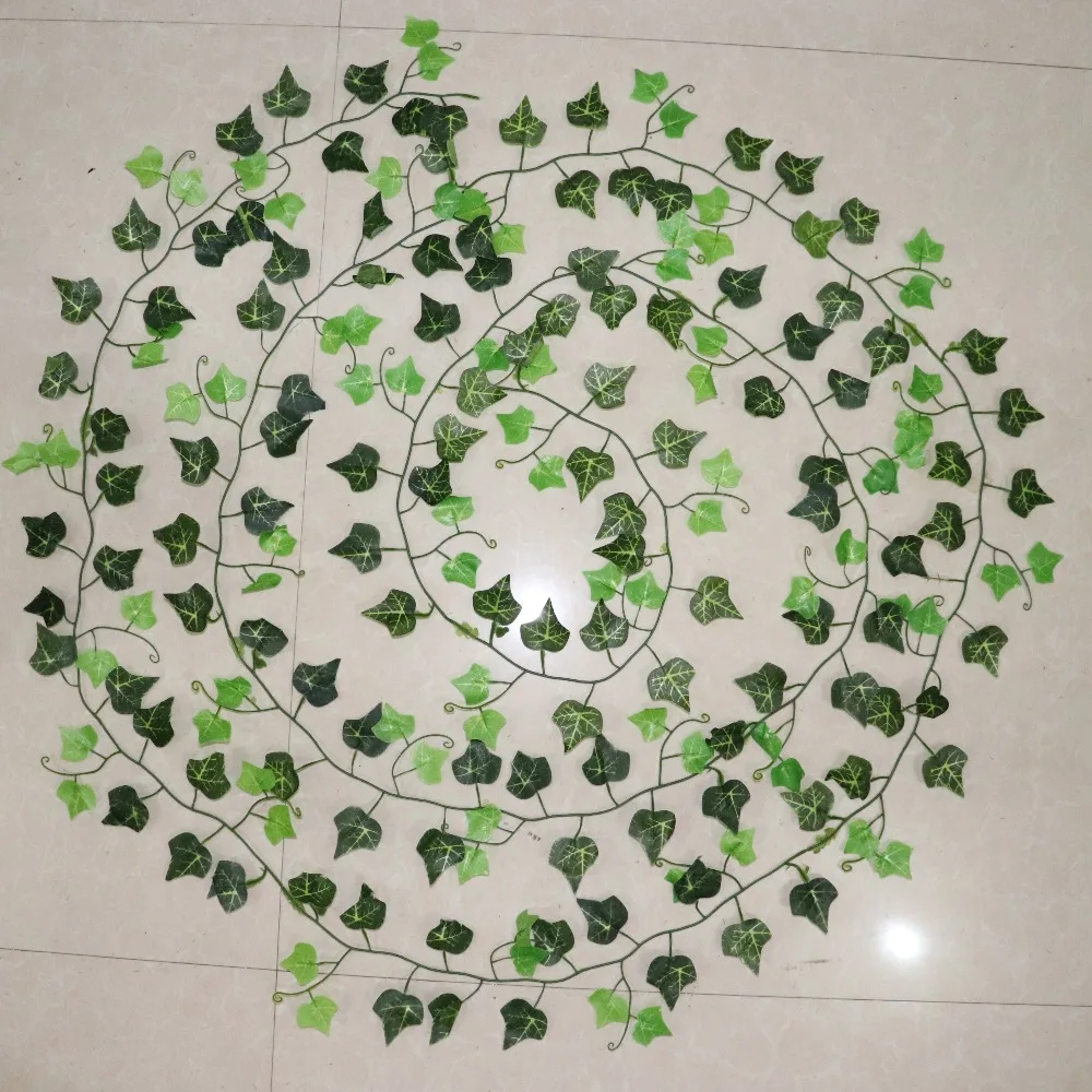 

100pcs Leaf 1 piece 2.4M Home Decor Artificial Ivy Leaf Garland Plants Vine Fake Foliage Flowers Creeper Green Ivy Wreath F2