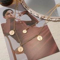 bohemian multi layer coin pendant necklace for women gold color vintage portrait necklace collar fashion jewelry accessories