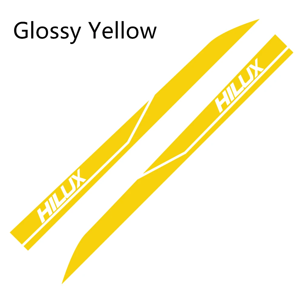 Glossy Yellow 2 шт. боковые наклейки на двери автомобиля для Toyota Hilux Revo Vigo Автомобильная виниловая пленка DIY Наклейка спортивный стиль автомобильные принадлежности для тюнинга - Название цвета: Glossy Yellow