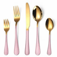 home tableware sets stainless steel cutlery set fork spoon knife golden cutlery set 5 piece gold dinnerware set dropshipping