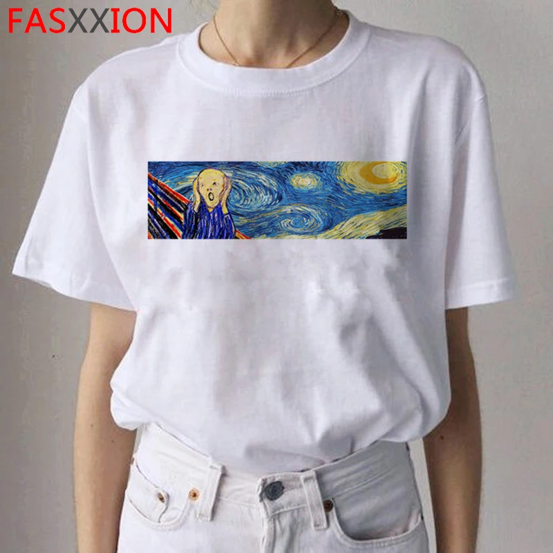 Van Gogh Van Goghing Van Gone футболки HARAJUKU женские Рисование маслом Ullzang футболка Веселая 90s футболки модные футболки женские - Цвет: 9324