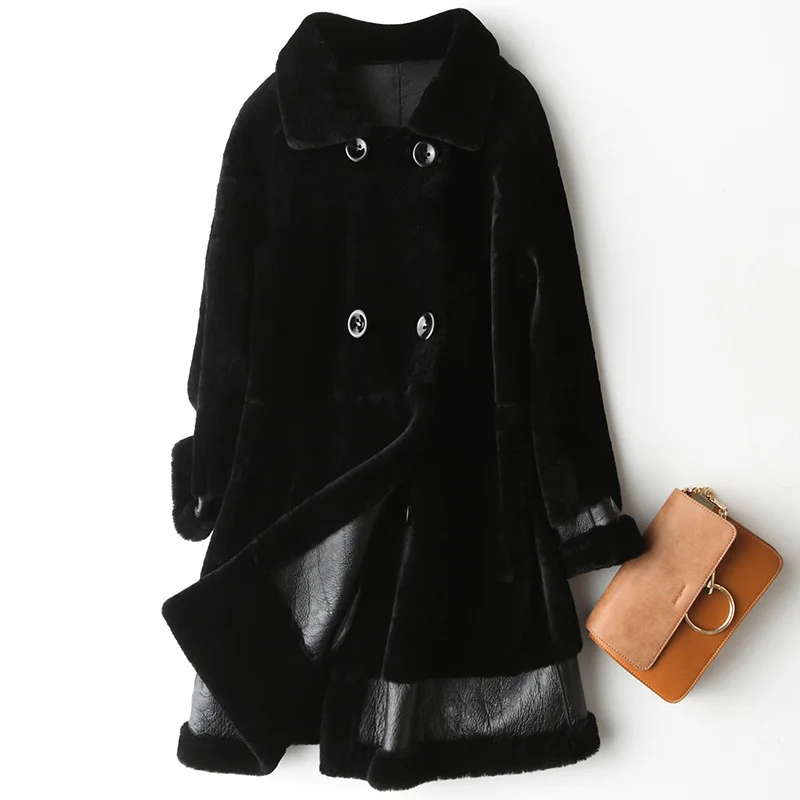 

Women's Real Coat 2020 New Luxury Natural Sheep Shearing Fur Coats Female Winter Jacket Women Wool Jackets WYQ963